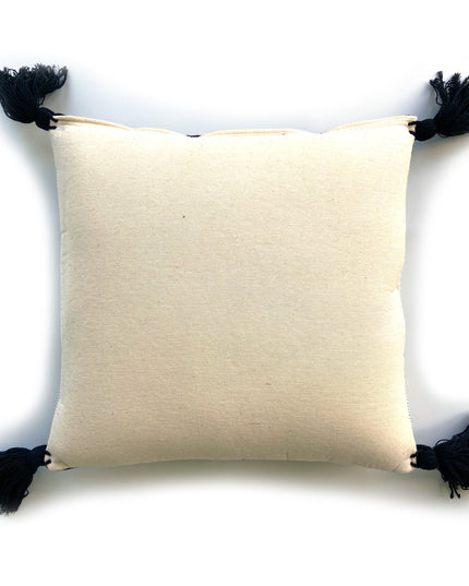 Greca Accent Pillow Cover, Cotton, 4 Tassels.