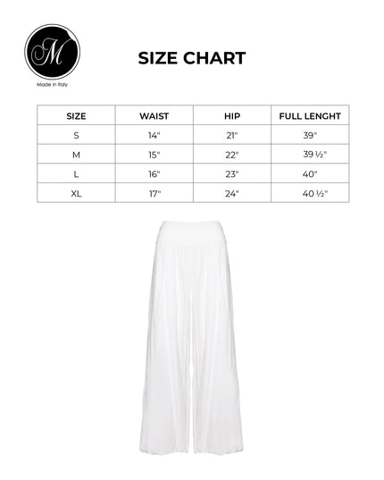 M Made in Italy Women's Elastic-Waist Wide Leg Maxi Palazzo Pants, White, Extra Large