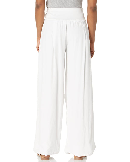 M Made in Italy Women's Elastic-Waist Wide Leg Maxi Palazzo Pants, White, Extra Large