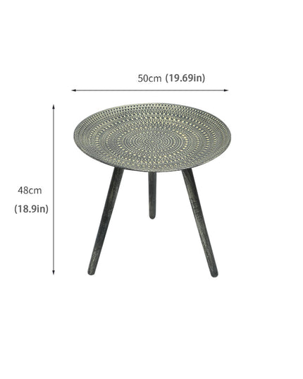 Andazododc Mexican Style Round End Tables, 19.7" D x 19.7" W x 18.9" H, Black, Small Coffee Tables for Living Room, Side Tables for Small Space (Black/Sunflower)