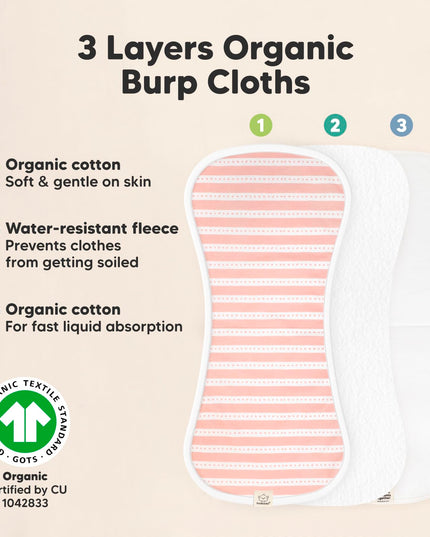 Organic Burp Cloths for Baby Boys and Girls - 5-Pack Super Absorbent Burping Cloth, Burp Clothes, Soft & Plush, Newborn Milk Spit Up Rags, Burpy Cloth Bib for Unisex, Burping Rags (Sweet Charm)