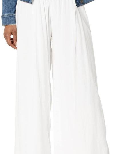 M Made in Italy Women's Elastic-Waist Wide Leg Maxi Palazzo Pants, White, Extra Large