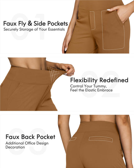 G4Free Petite Yoga Pants Soft Flatter Wide Leg Pants Loose Moisture-Wicking Palazzo Pants for Workout Daily Wear(Coca Mocha,M,29")