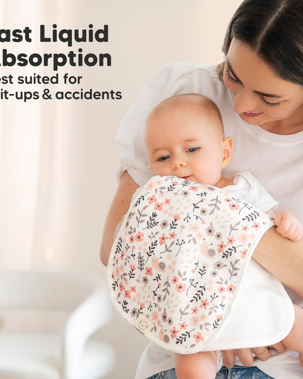Organic Burp Cloths for Baby Boys and Girls - 5-Pack Super Absorbent Burping Cloth, Burp Clothes, Soft & Plush, Newborn Milk Spit Up Rags, Burpy Cloth Bib for Unisex, Burping Rags (Sweet Charm)