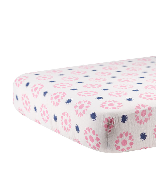 Primrose Indigo Cotton Muslin Crib Sheet